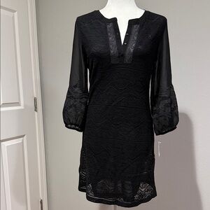 Monoreno Black Long Sleeve Lace Dress